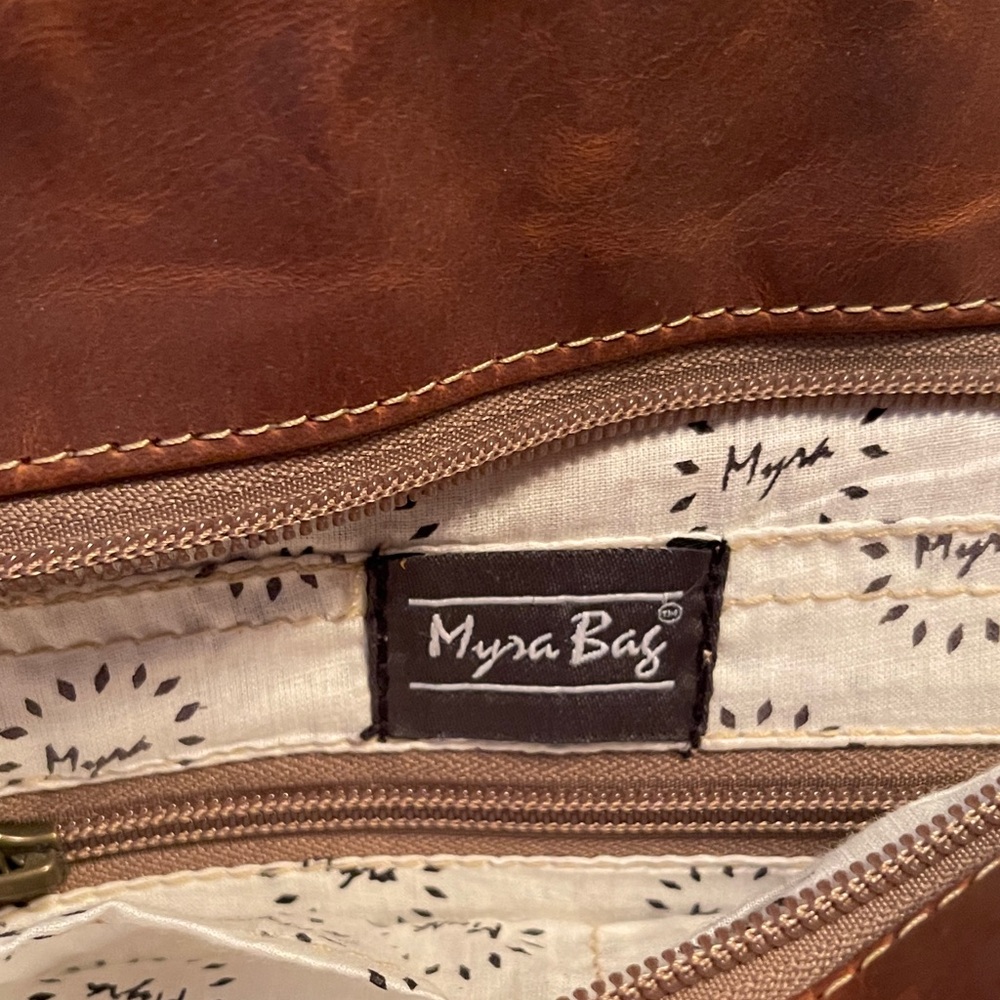 Myra Bag Brown and White Cowhide Fringe Shoulder Bag - Picture 2 of 8